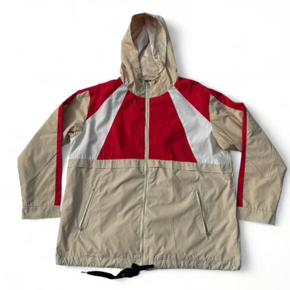 Fisoul Red and Beige Hooded Windbreaker - Picture 1 of 3